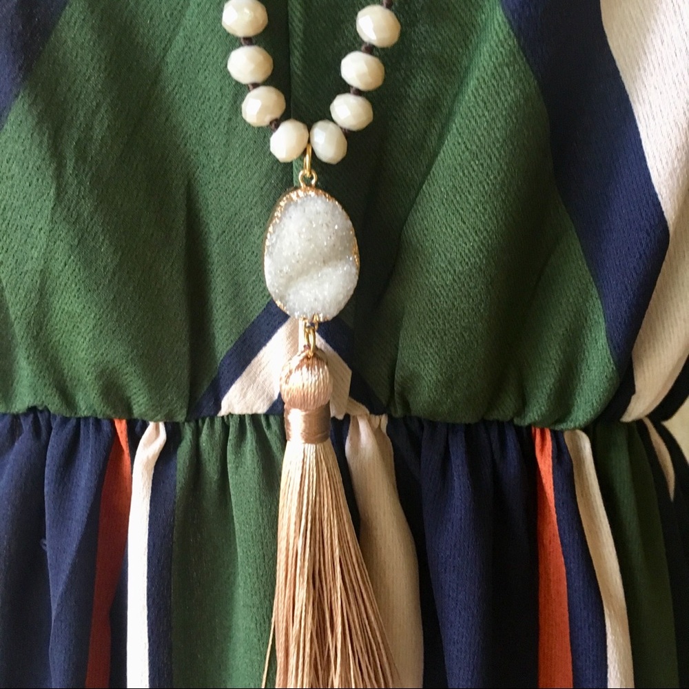 Anthropologie Spring Forward Druzy Quartz Necklace - Picture 5 of 7